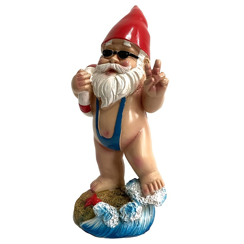 Swimming Gnome Dwarf Garden Ornament Resin Statue Decorative Swimsuit Crafts