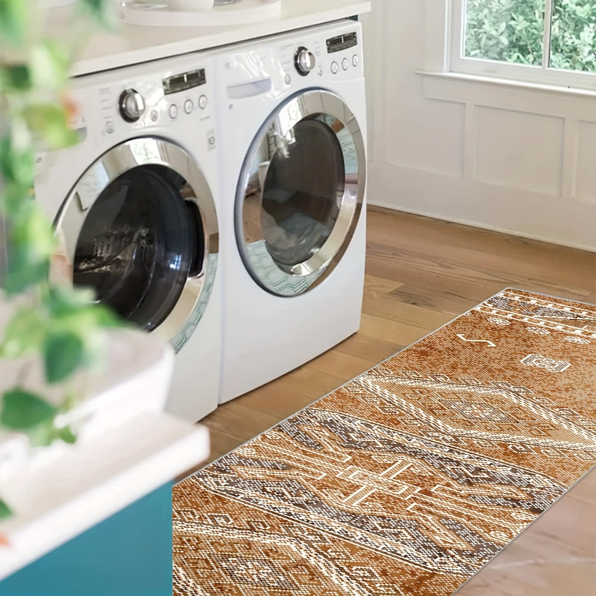 Non Slip Moroccan Tribal Kitchen Rug - Machine Washable