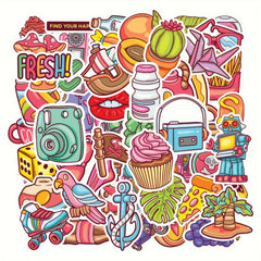 50 Waterproof Vinyl Stickers Water Bottles Laptop Skateboard Decals