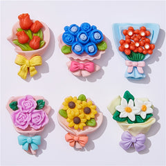 10pcs Resin Flowers Bouquet Charms for DIY Earrings Jewelry Hair Accessories