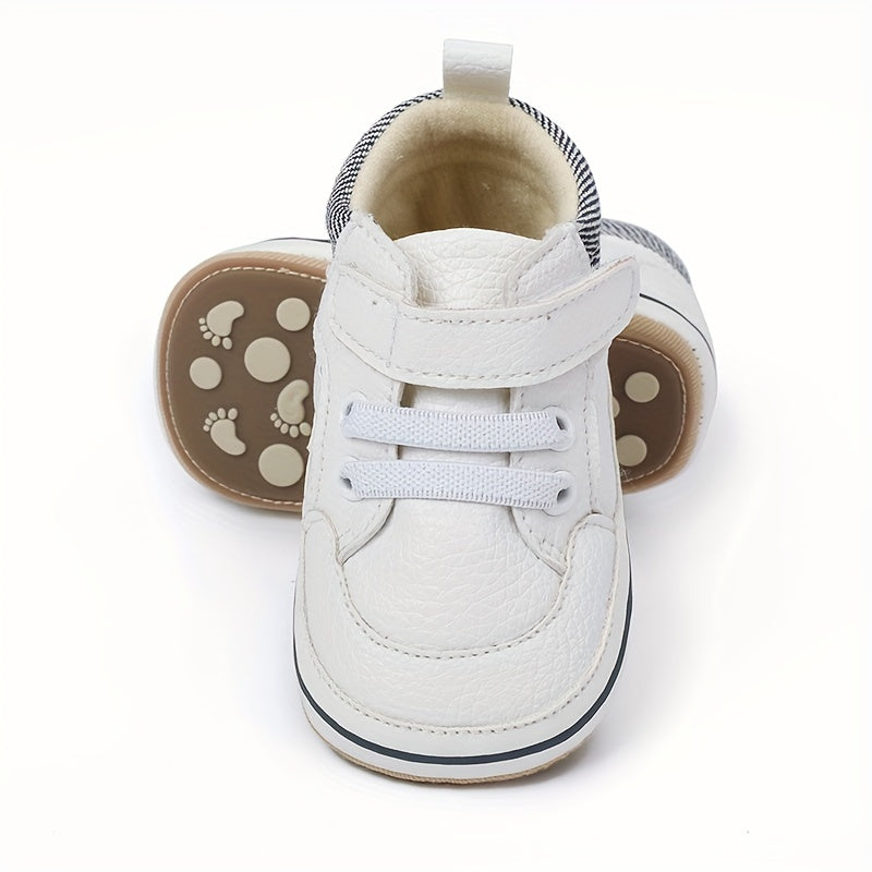 Baby Boy's Solid Walking Shoes With Hook And Loop Fastener