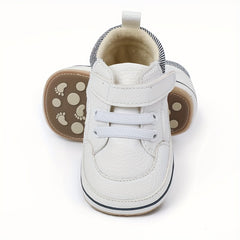 Baby Boy's Solid Walking Shoes With Hook And Loop Fastener