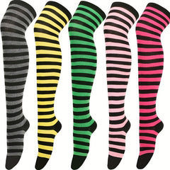 Striped Knee High Socks for School Uniform with Short Skirt Stockings