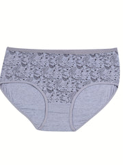 4 Pack Plus Size Boho Underwear Set Women's Paisley Print Soft Panty Set