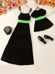 Stripe Pattern Long Dresses Mom & Me Outfit