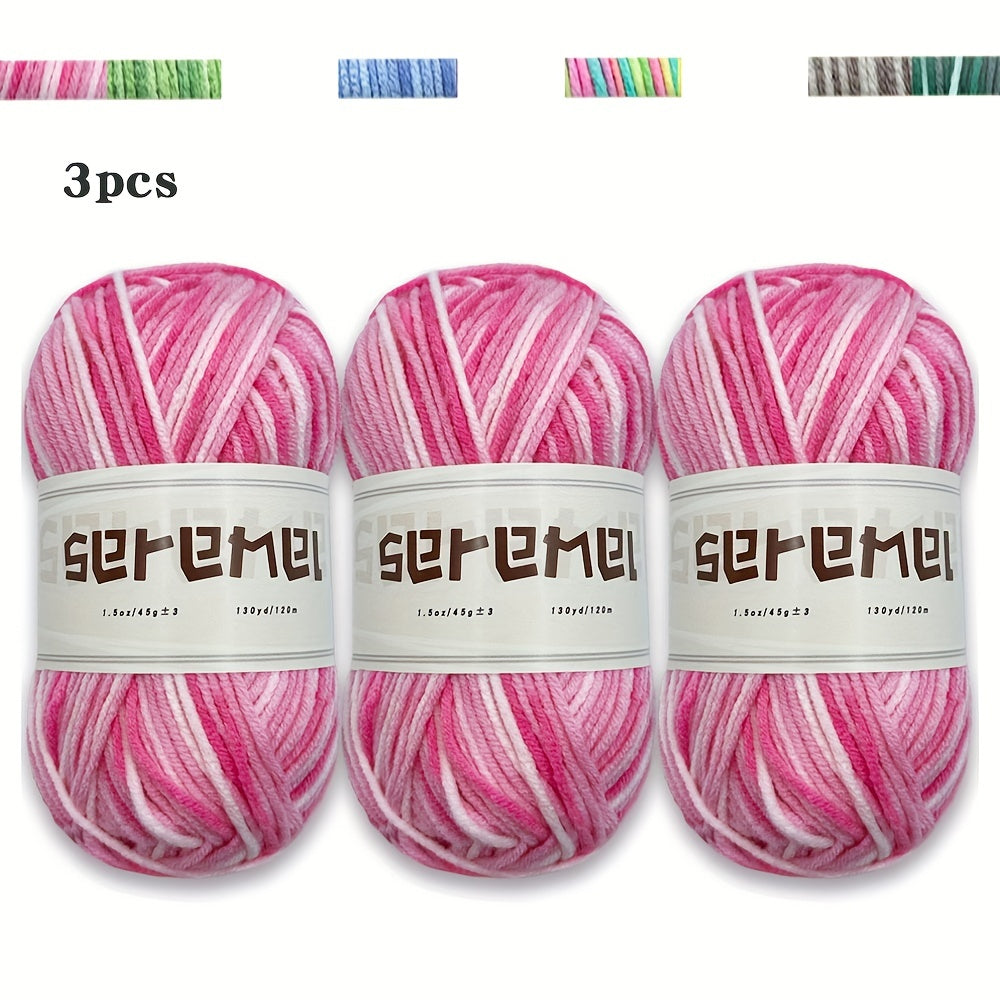 3pcs Colorful Acrylic Yarn 5 ply Soft Yarn For Crocheting And Knitting