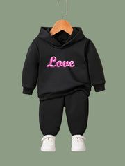 OERYUI 2pcs LOVE Print Hoodies Pants Set Boys Girls Spring Fall Sports Gift