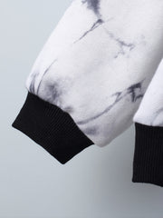 Boys Denim Hooded Sweatshirt With Tie Dye Print