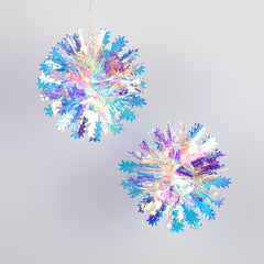 Iridescent Snow Ball Ornament Hanging Decoration Set of 3