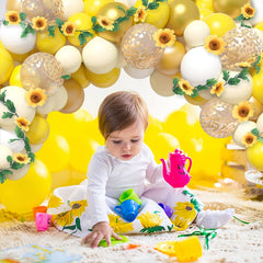 111pcs Sunflower Balloons Garland Arch Kit Yellow Balloons With Sunflower Vine