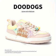 DOODOGS Girl's Skate Shoes Comfy Non Slip Casual Lace Up Sneakers