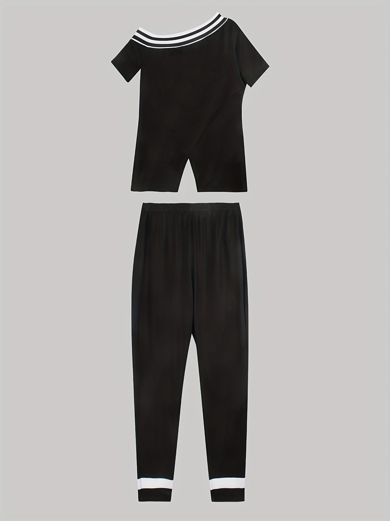 Portrait Print Cold Shoulder Top & Skinny Pants Set
