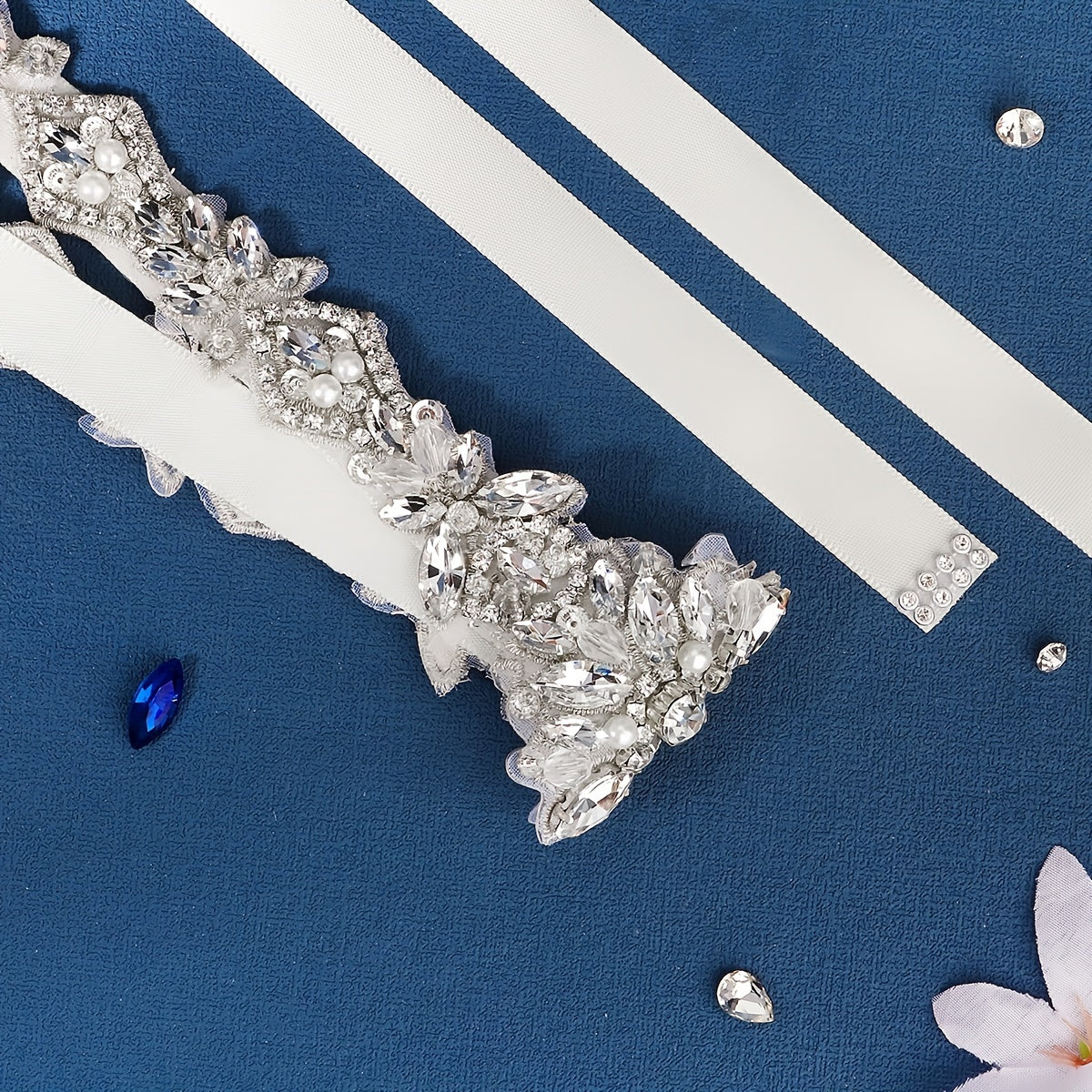 Rhinestone Bridal Belt Wedding Dress Waist Chain Sash Faux Pearl Beaded Belt