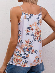 Floral Print Cami Top Lace V Neck Sleeveless Women's Clothing
