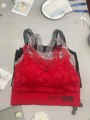 3pcs Lace Wireless Bras Full Coverage Bra Women's Lingerie