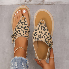Leopard Pattern Non Slip Flip Flop Sandals