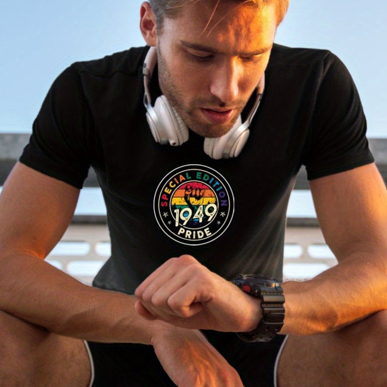 Men's 1949 Pride Print T shirt Active Slightly Stretch Breathable Tee