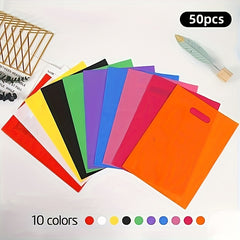 50pcs Plastic Party Gift Bags Colorful Party Favor Bags Bulk with Handles