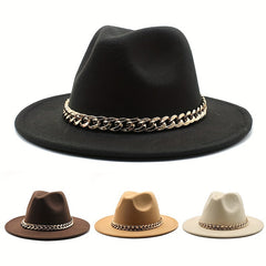 Men's British Style Woolen Jazz Hat Big Brim Felt Hat
