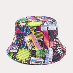 Nostalgic Cassette Pattern Fisherman Hat for Men