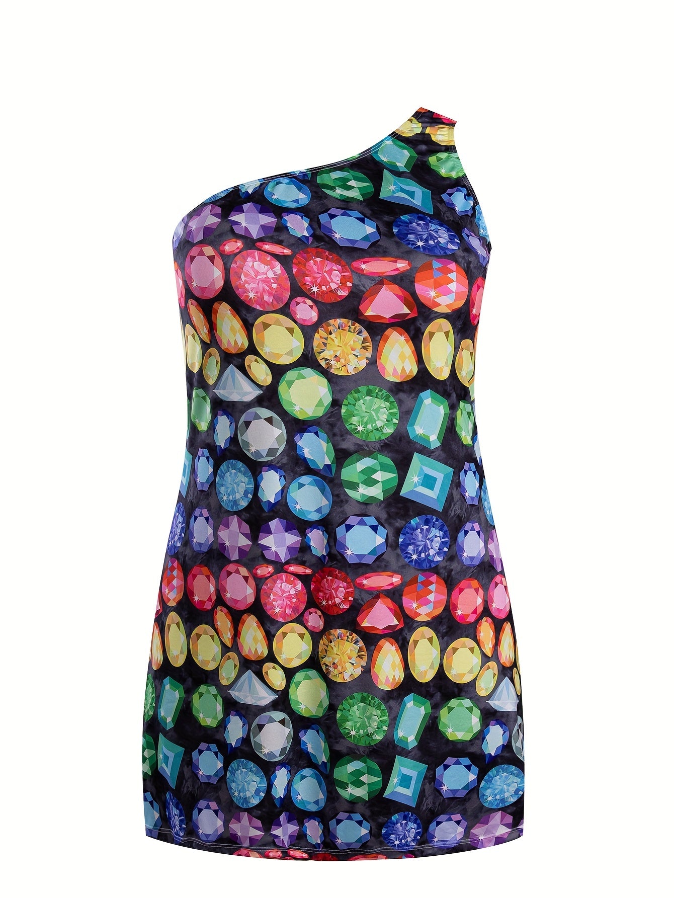 Diamond Print One Shoulder Lounge Dress