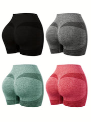 4-Pack High Waist Butt Lifting Workout Shorts for Women