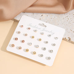 12 Pairs Sparkling Round Stud Earrings - Perfect Gift For Girls