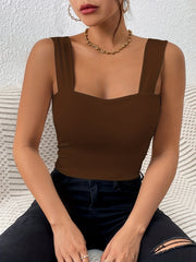 Solid Cami Top Sexy Slim Fit High Stretch Tank Top