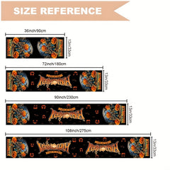 Halloween Theme Table Runner Pumpkin Skull Pattern Polyester Plaid Table Cover