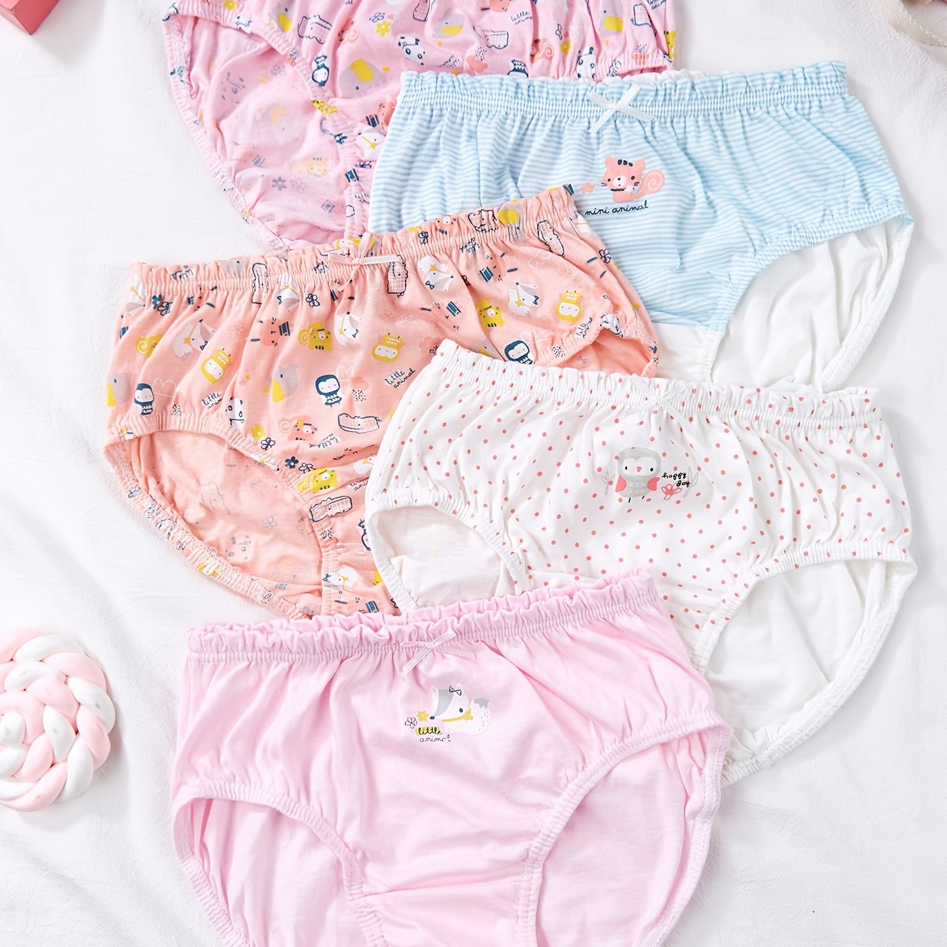 Girls Mini Cartoon Animal Graphic Shortie Brief Soft Cotton Underwear