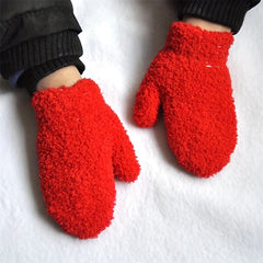 Warm Plush Baby Gloves Thick Winter Full Finger Gloves