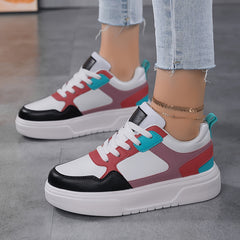 Women's Lace Up Chunky Sneakers Lightweight Non slip Skate Shoes