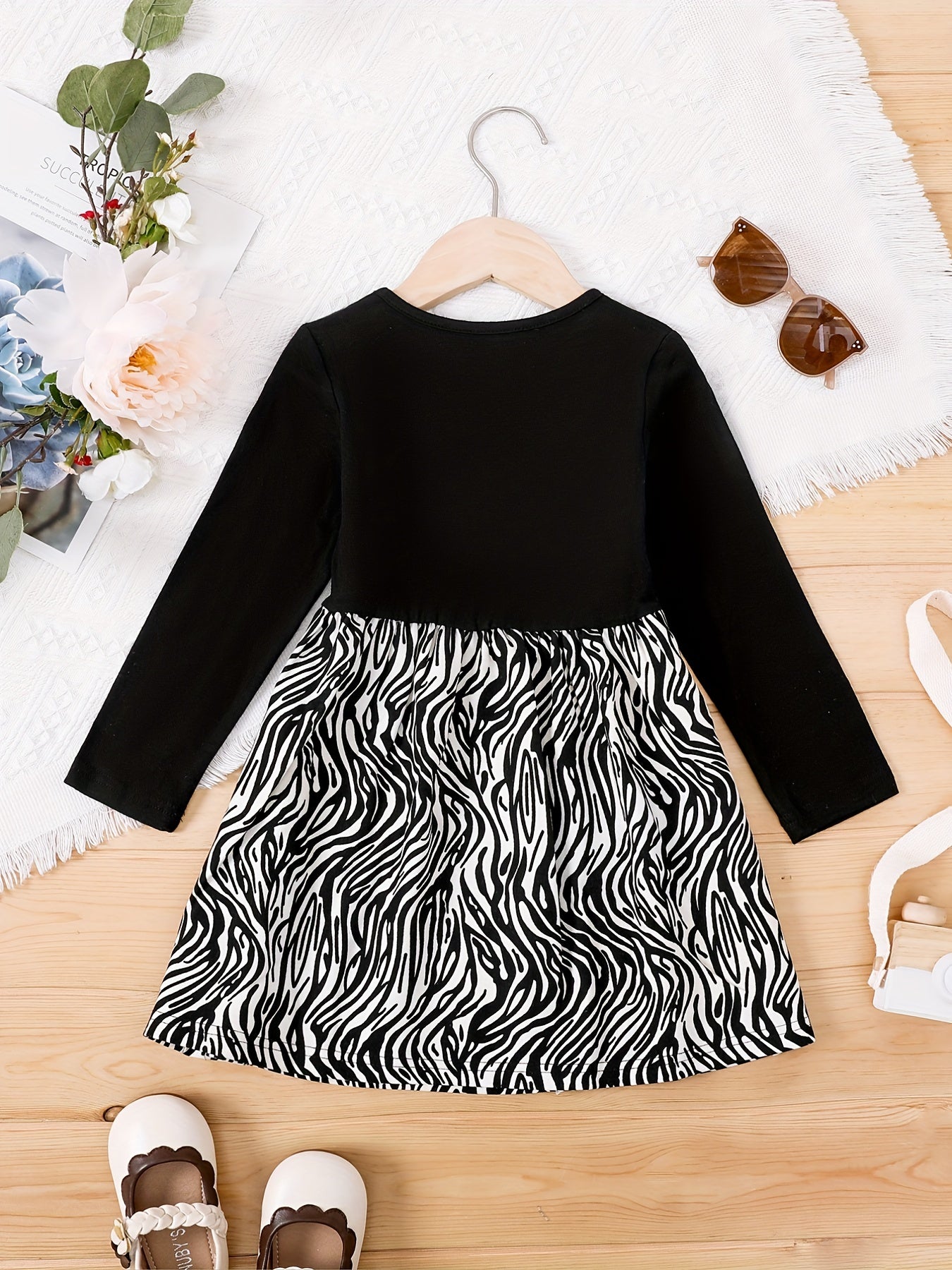 Zebre Striped Dress Long Sleeve Kids Clothing Spring Fall