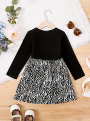 Zebre Striped Dress Long Sleeve Kids Clothing Spring Fall
