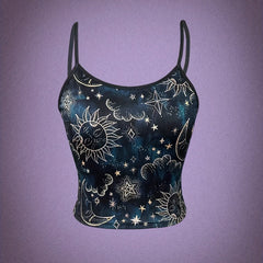 Halloween Star Moon Sun Cami Top Sleeveless Summer Tank