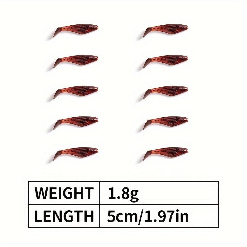 100pcs Bionic Soft Fishing Bait Trout Bass Paddle Tail Twister Tail Soft