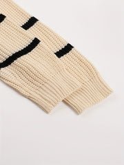 Striped Open Front Drop Shoulder Knit Cardigan for Women