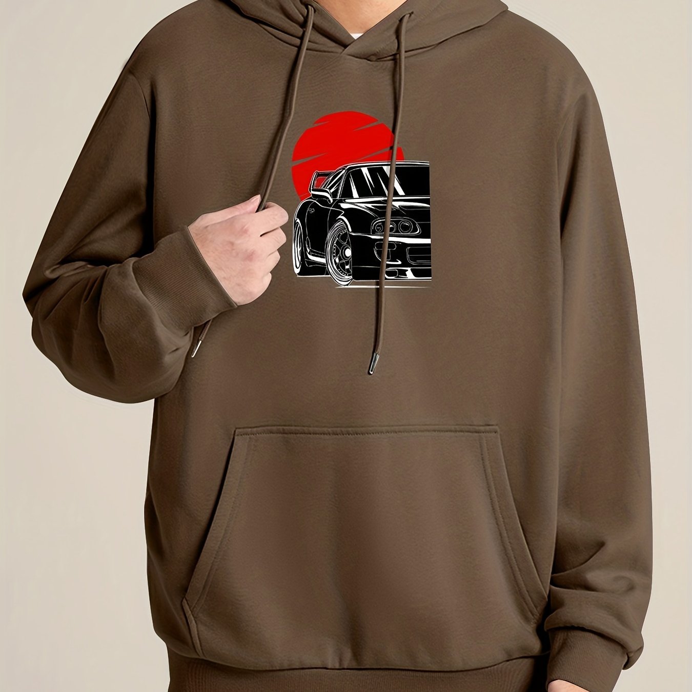 Sunset Print Hoodie Men's Casual Pullover Hooded Sweatshirt