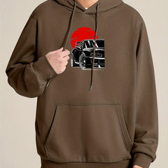 Sunset Print Hoodie Men's Casual Pullover Hooded Sweatshirt