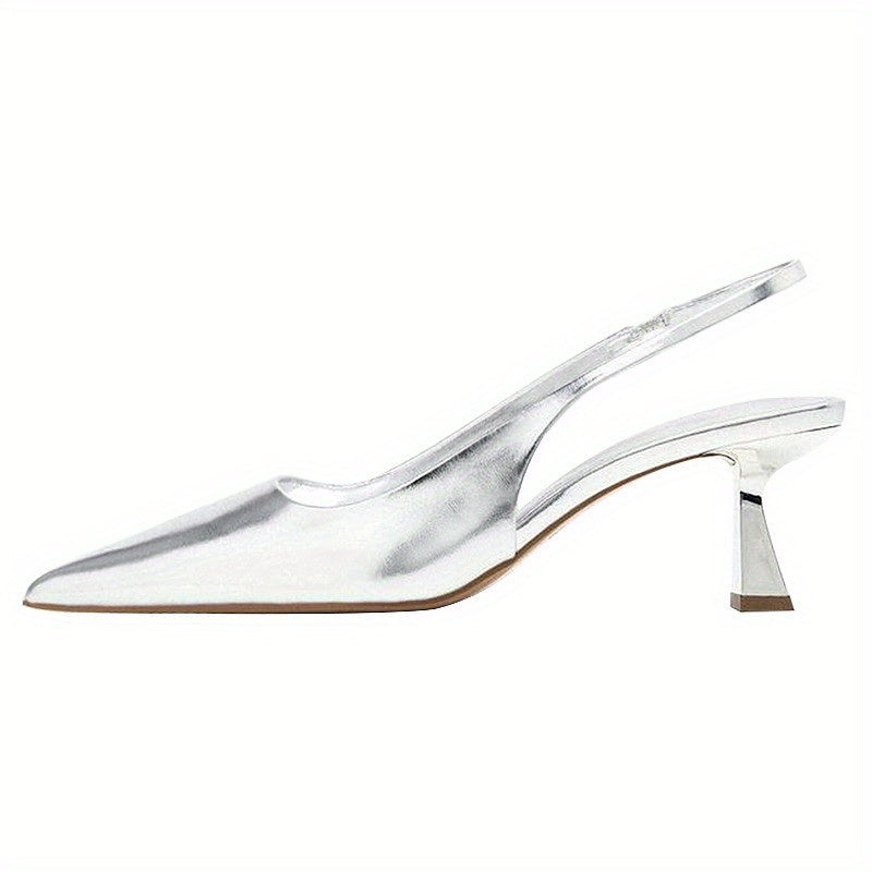 Solid Stiletto Heels Point Toe Slingback Pumps