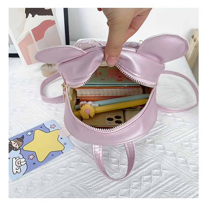 Kids Backpack Sequin Bow Backpack School Bag Ear Kindergarten Backpack