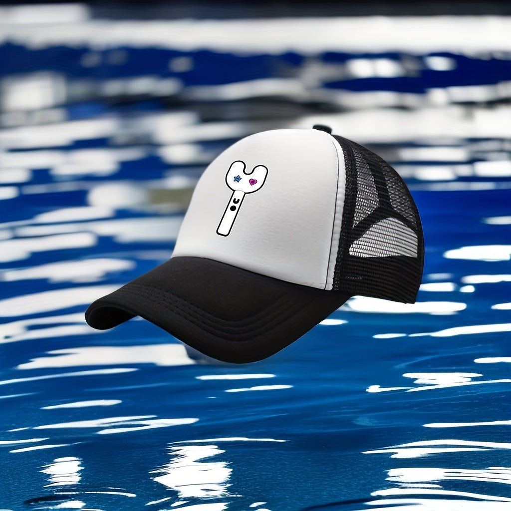 Y2K Print Causal Trucker Hat & Mesh Baseball Cap Sunshade Dad Hats