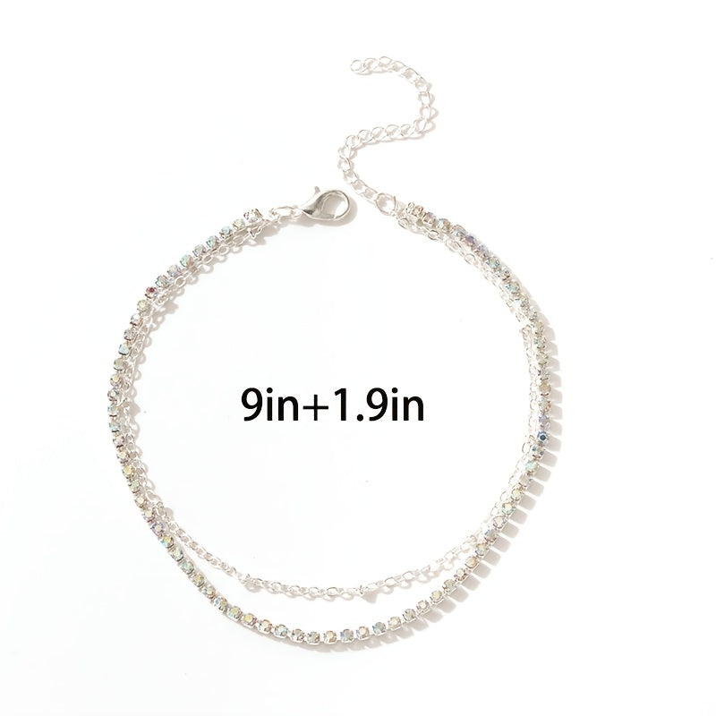 Colorful Zircon Punk Style Chain Anklet for Party Nightclub