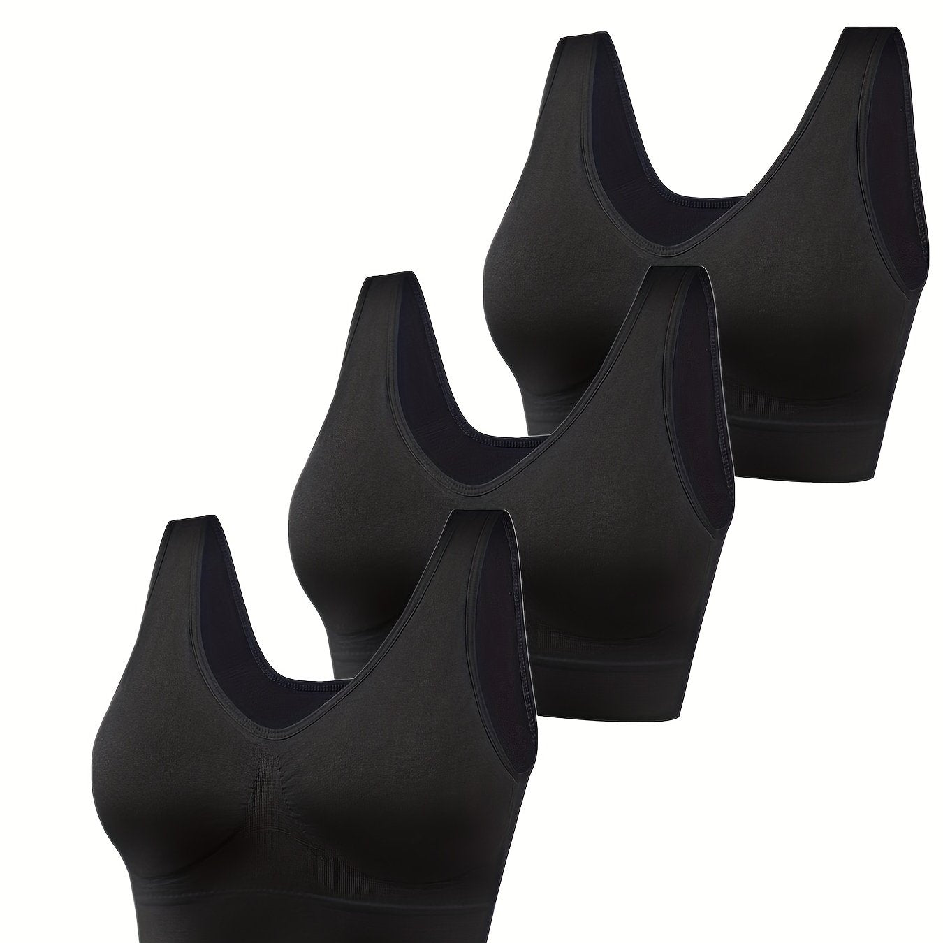 3 Pack Plus Size Seamless Non Padded Fitness Bra Set