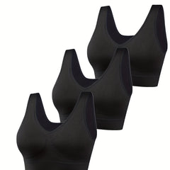 3 Pack Plus Size Seamless Non Padded Fitness Bra Set