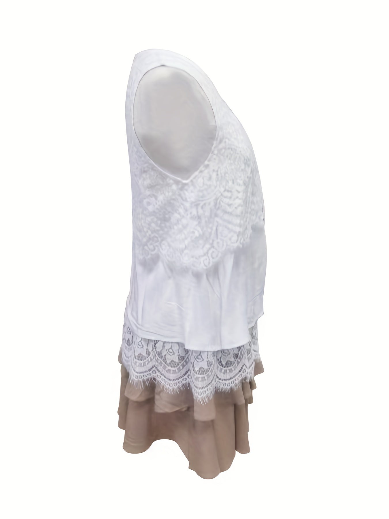 Summer Lace Top & Layered Skirt Set for Women