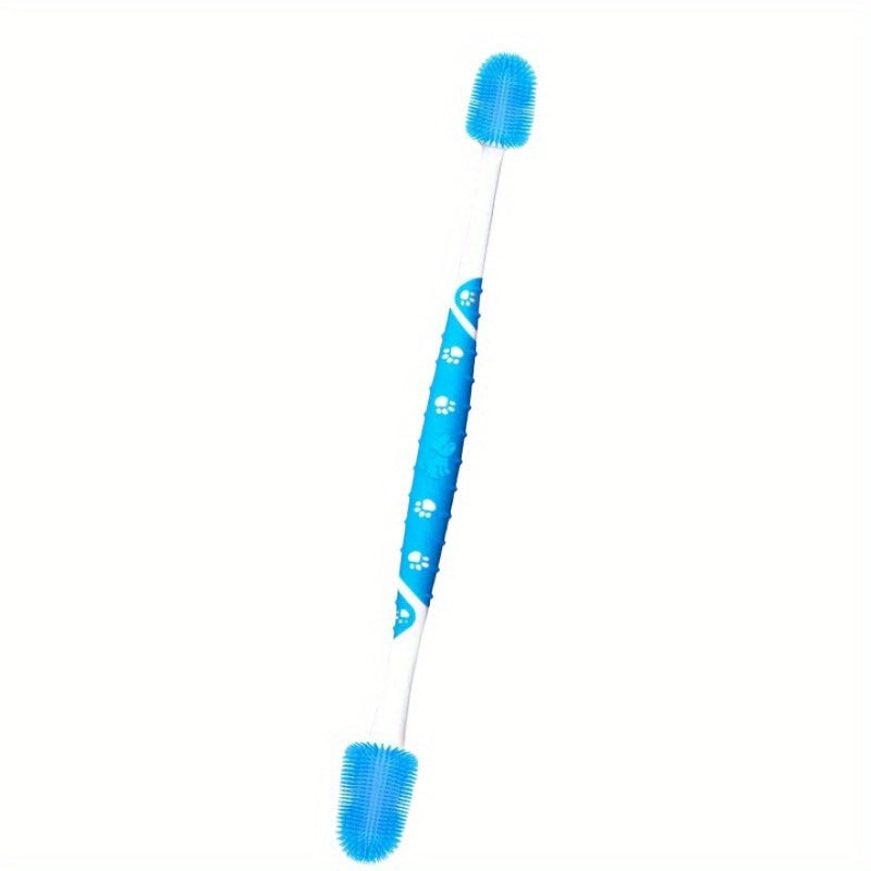 Double Headed Pet Toothbrush For Dogs Cats 360 Degree Silicone Bristle Brush