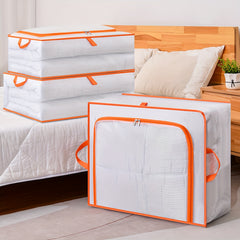 Orange Foldable Clothes Storage Box Sturdy Handles Large Moving Bag