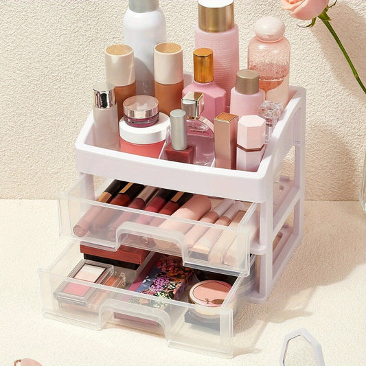 Makeup Organizer Vanity with 2 Drawers Skincare Lipsticks Jewelry Nail Care