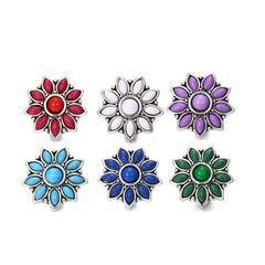 18mm Alloy Flower Snap Button Jewelry with Rhinestones, DIY Bracelet Necklace